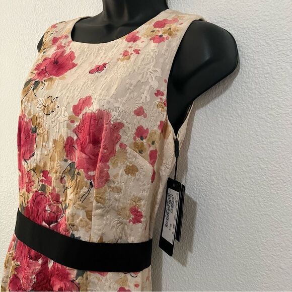 NWT DOLCE & GABBANA Dress Pink Cream Floral Jacquard Black Sleeveless Dress 42 6 - Picture 3 of 16